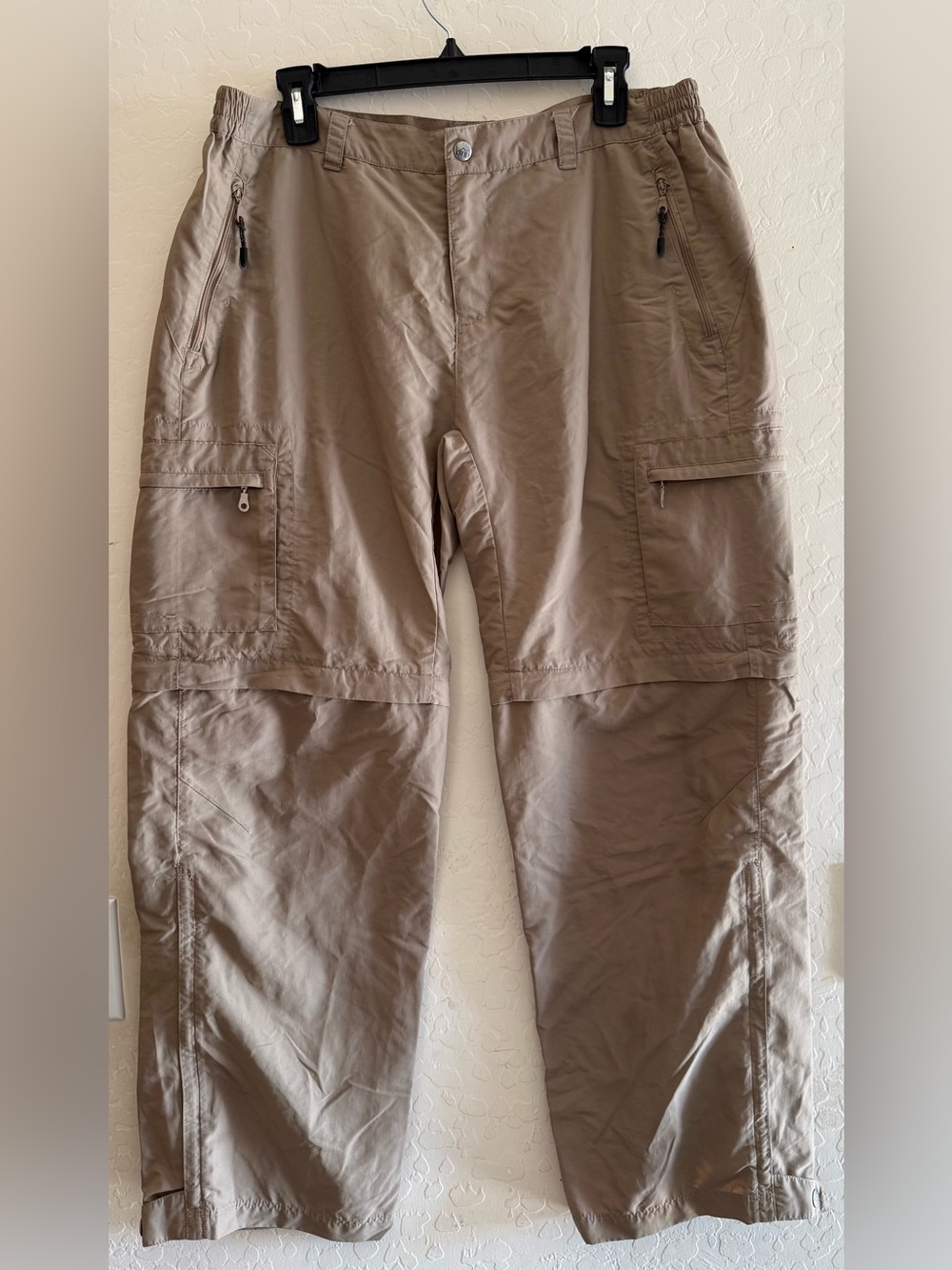 REI, 14 petite, khaki convertible cargo hiking pants
